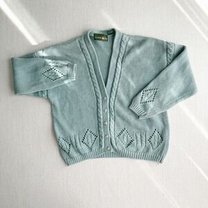 vtg Outback Red robins‎ egg blue cardigan sweater